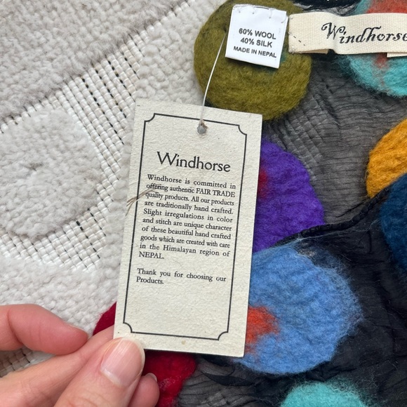 NWT Windhorse wool and silk colorful polka dot scarf - Picture 4 of 5